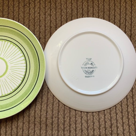 Taylor Ironstone Green Span Plates Set Of 3